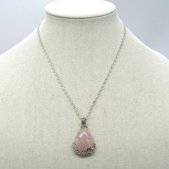Necklace with Rose Quartz and Silver chain. - Picture 1 of 5